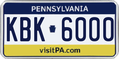 PA license plate KBK6000