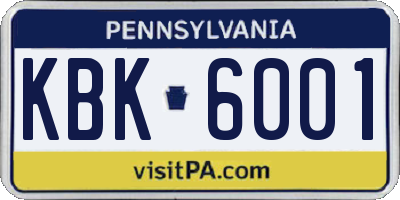 PA license plate KBK6001