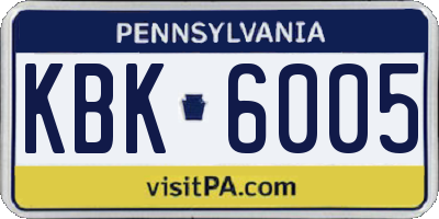 PA license plate KBK6005