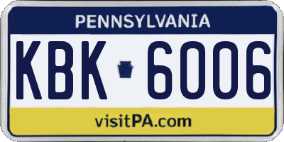PA license plate KBK6006