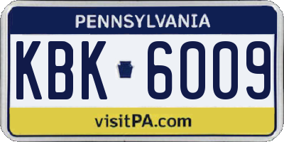 PA license plate KBK6009