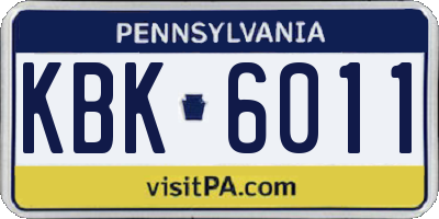 PA license plate KBK6011
