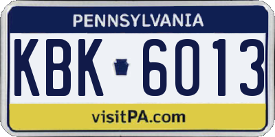 PA license plate KBK6013