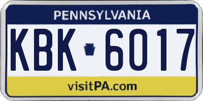 PA license plate KBK6017