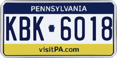PA license plate KBK6018