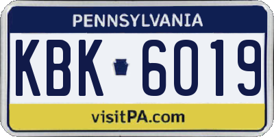 PA license plate KBK6019