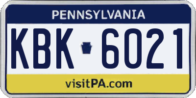 PA license plate KBK6021