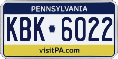PA license plate KBK6022