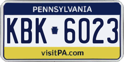 PA license plate KBK6023