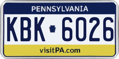 PA license plate KBK6026