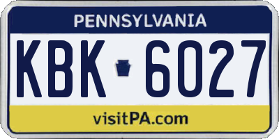 PA license plate KBK6027
