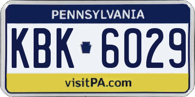 PA license plate KBK6029