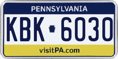 PA license plate KBK6030
