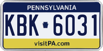 PA license plate KBK6031
