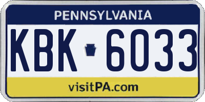 PA license plate KBK6033