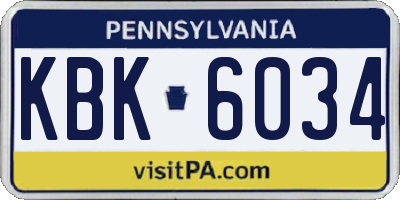 PA license plate KBK6034