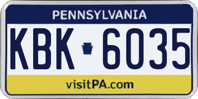 PA license plate KBK6035