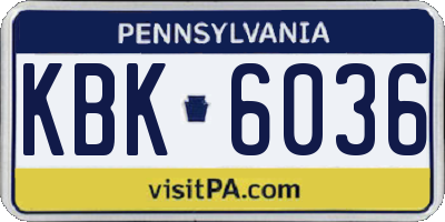 PA license plate KBK6036