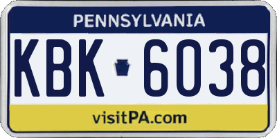 PA license plate KBK6038