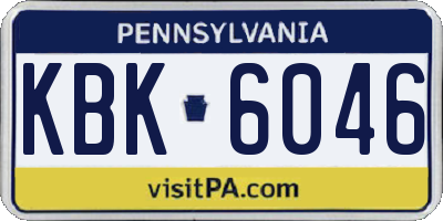 PA license plate KBK6046