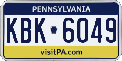 PA license plate KBK6049