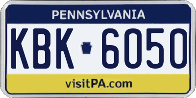 PA license plate KBK6050
