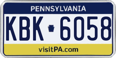 PA license plate KBK6058