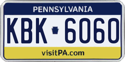PA license plate KBK6060