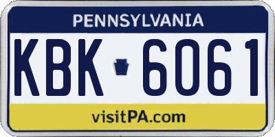 PA license plate KBK6061
