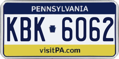 PA license plate KBK6062