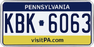 PA license plate KBK6063