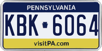 PA license plate KBK6064