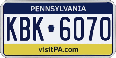 PA license plate KBK6070