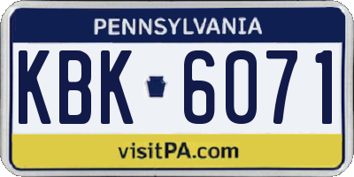 PA license plate KBK6071