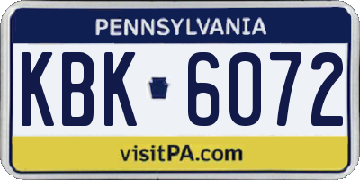 PA license plate KBK6072