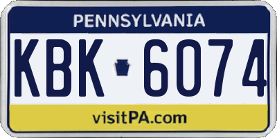 PA license plate KBK6074