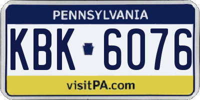 PA license plate KBK6076