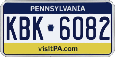 PA license plate KBK6082