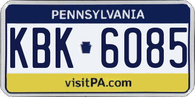 PA license plate KBK6085