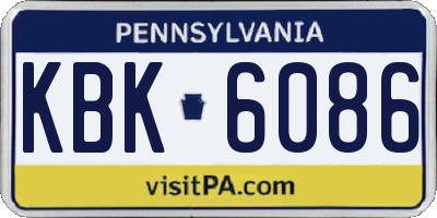 PA license plate KBK6086