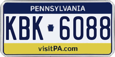 PA license plate KBK6088