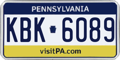 PA license plate KBK6089