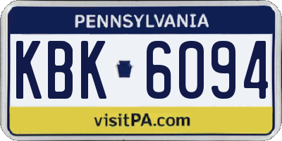 PA license plate KBK6094