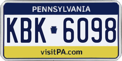 PA license plate KBK6098