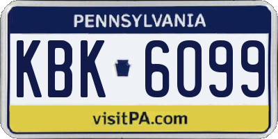 PA license plate KBK6099