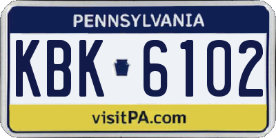 PA license plate KBK6102