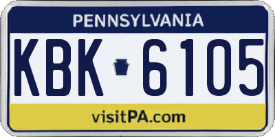 PA license plate KBK6105