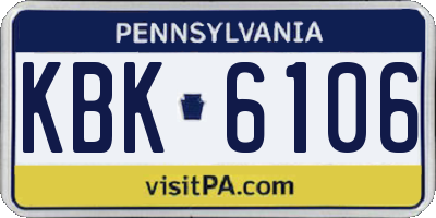 PA license plate KBK6106