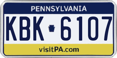 PA license plate KBK6107