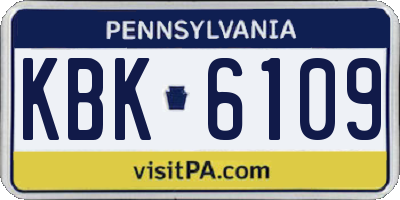 PA license plate KBK6109